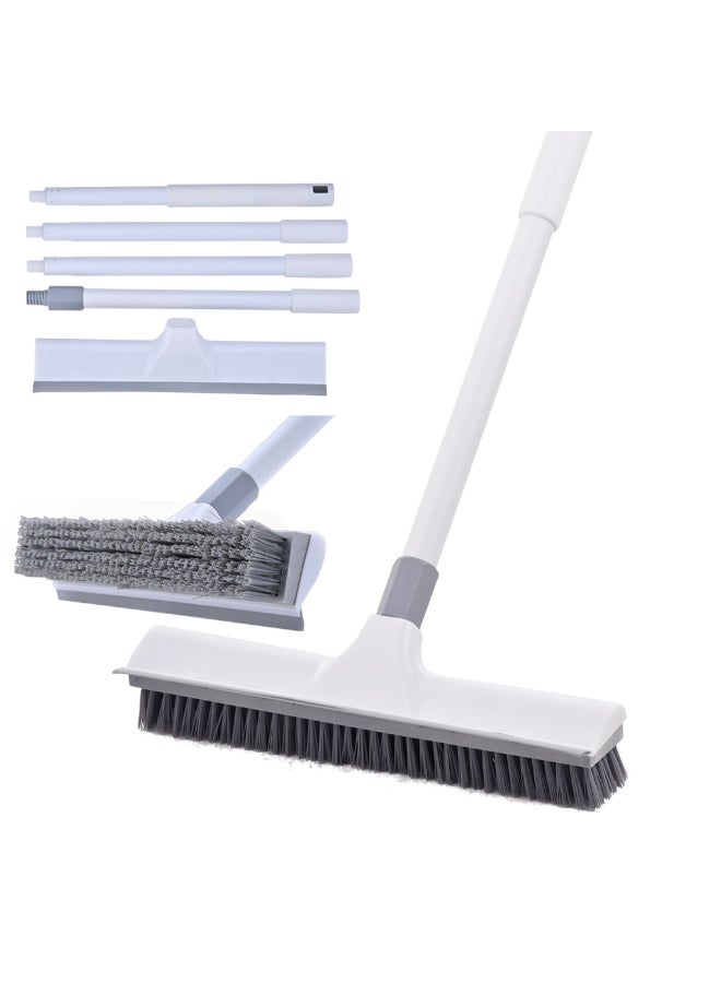 PAACHU Scrub Brush with Long Handle, 2 in 1 Scrape and Heavy-Duty Stiff Bristle Floor Scrubber Brush with Squeegee for Cleaning Tile Wall Deck Bathroom Patio Garage Kitchen - Image 1